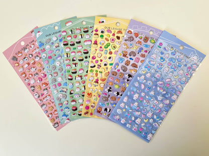Tiny Animal Food Court Puffy Assorted Stickers