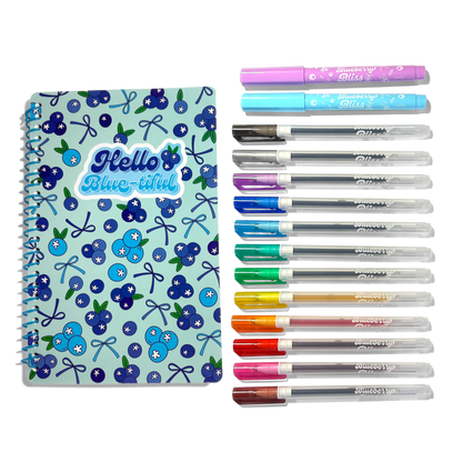 Blueberry Bliss: Scented Gel Pen & Highlighter Writing Kit