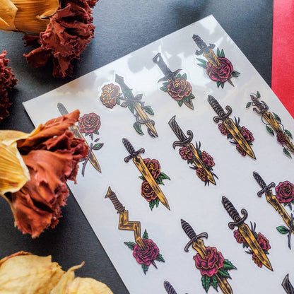 Floral Swords Sticker Sheet