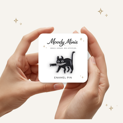 Black Stabby Kitty Enamel Pin