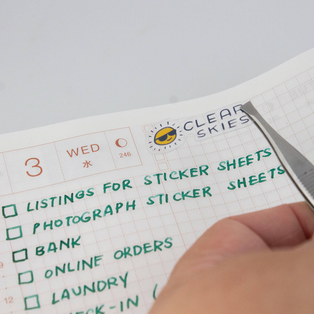 Sticker sheet accessory card listing ideas: listings for sticker sheets and photography