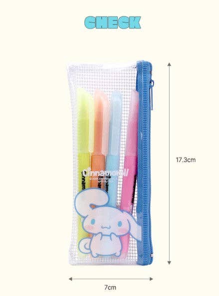 Sanrio Soft Touch Pastel Highlighter Set (4 Colors + Pouch)