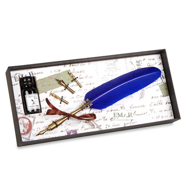Brass Feather Nib Pen Set