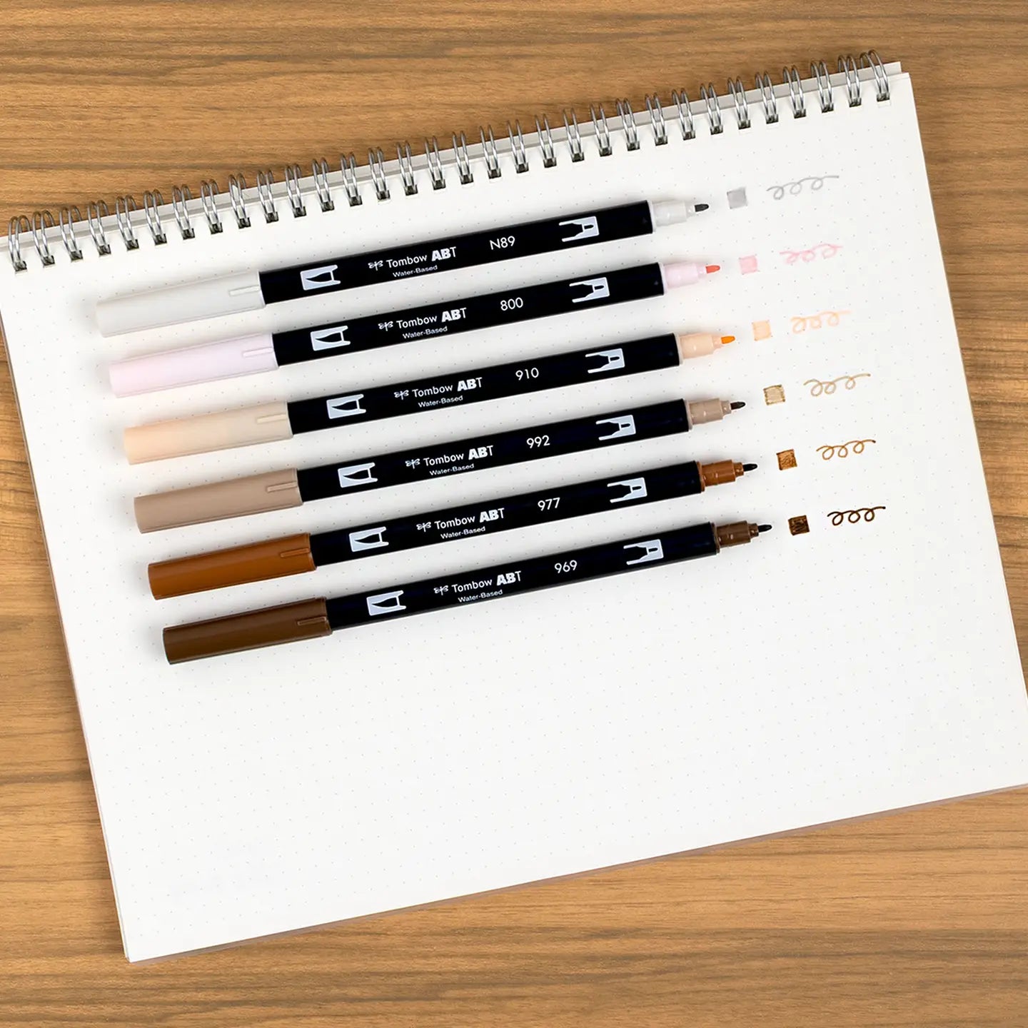 Dual Brush Pen 6-Pack Set (Coffee)