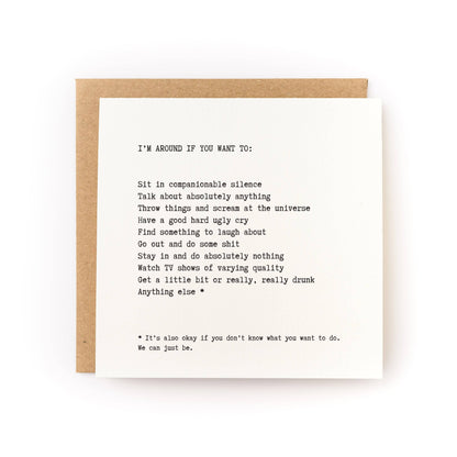 I'm Around Sympathy Card - Letterpress Printed