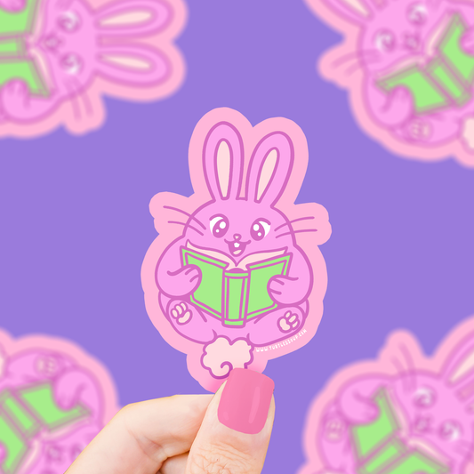 Reading Bunny Bookish Vinyl Sticker