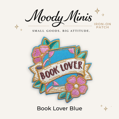 Book Lover in Blue Embroidered Patch