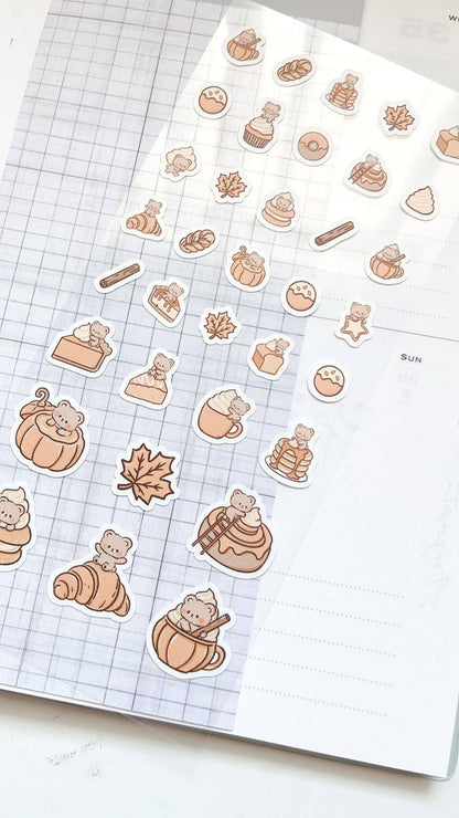 Kuboandlucy Stationery Co | Pumpkin Spice Kuma Sticker Sheet