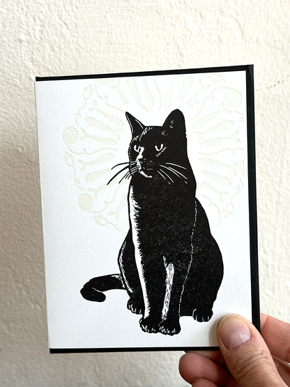 Darker Things - Black Cat LETTERPRESS CARD