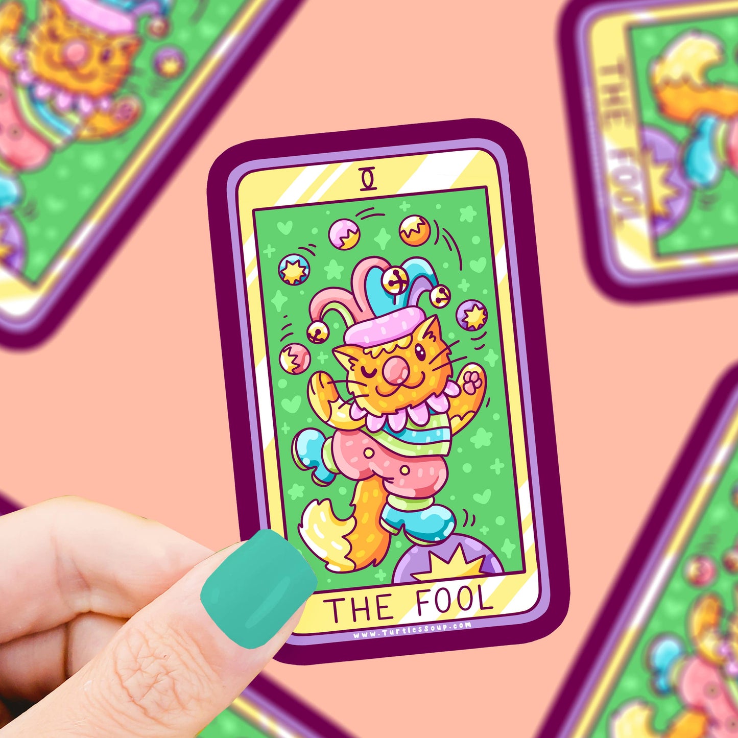 The Fool Kitty Cat Major Arcana Tarot Card Vinyl Sticker