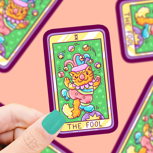 The Fool Kitty Cat Major Arcana Tarot Card Vinyl Sticker
