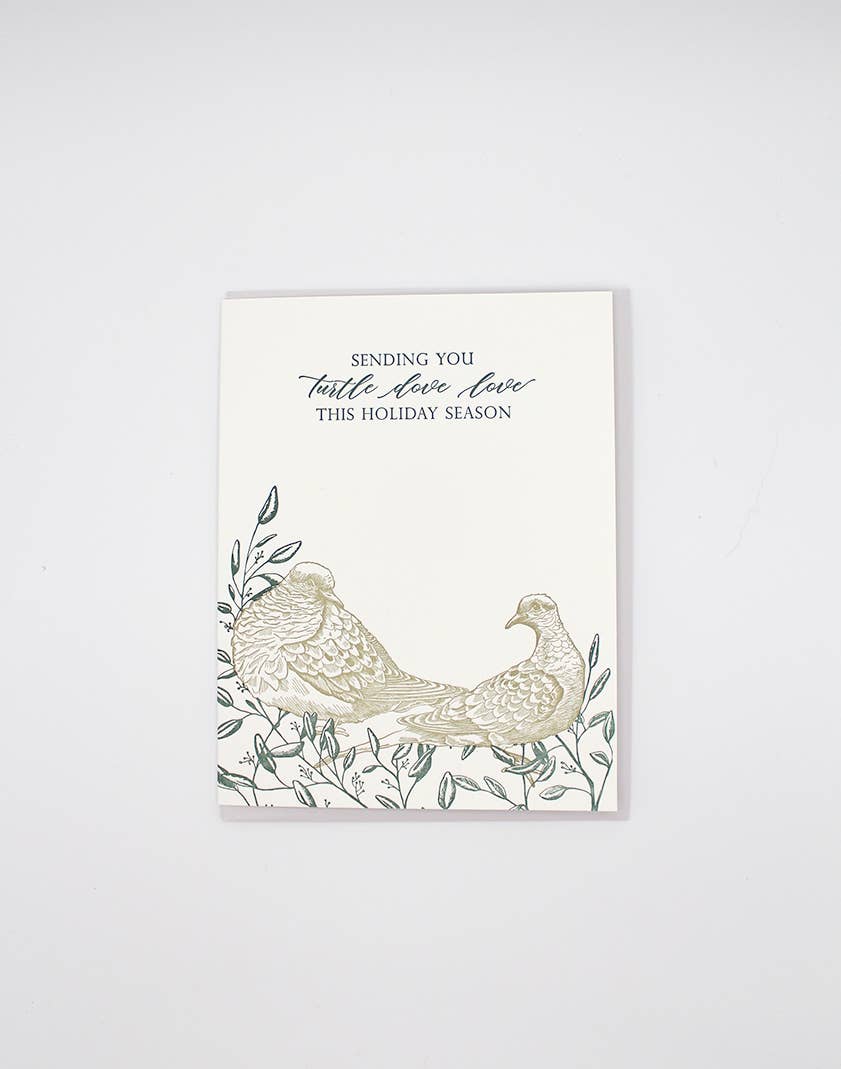 Turtle Dove Love Letterpress Greeting Card