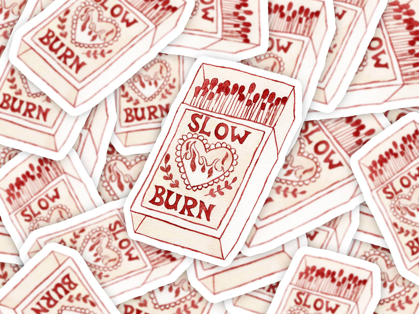 Slow Burn Matchbox Vinyl Sticker, Bookish Tropes