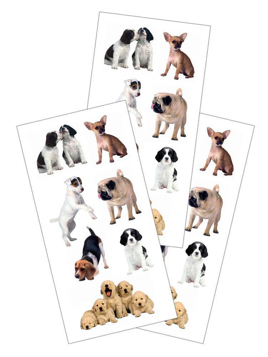 Set of puppy decorative sticker sheets with mixed dog breed designs