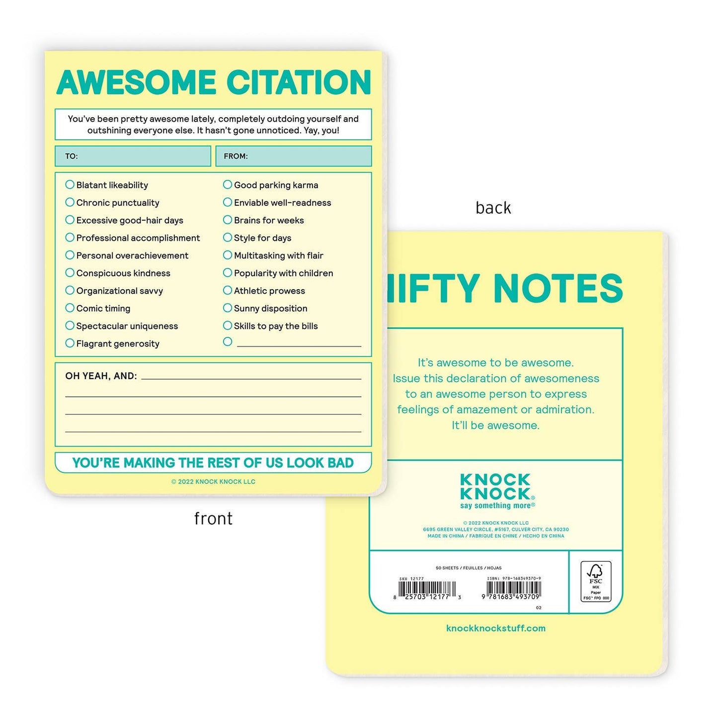 Awesome Citation Nifty Note Pad (Pastel Version)