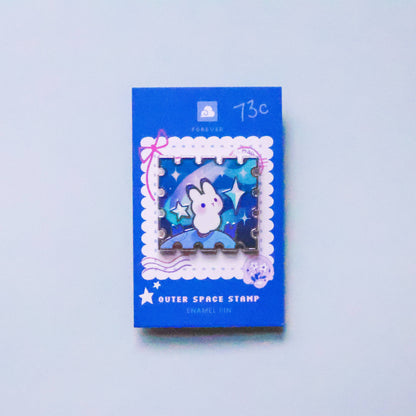 Enamel Pin - Rabbit in Outerspace Stamp
