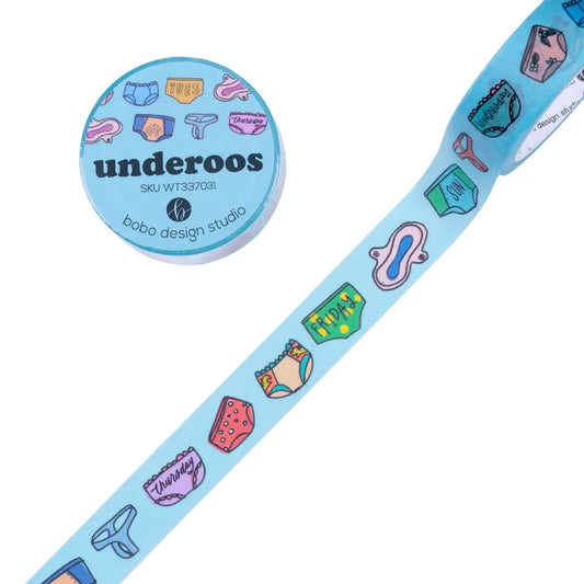 Underoos washi tape roll with pastel icon prints