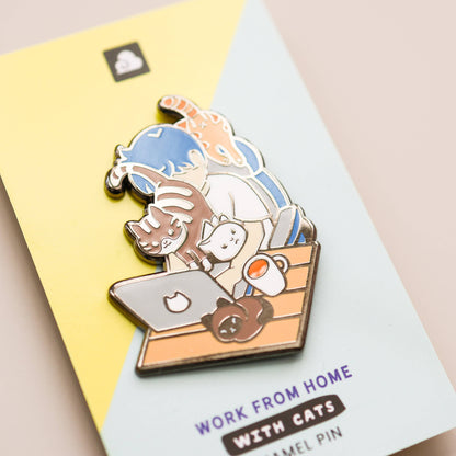 Enamel Pin - Work From Home with Cats