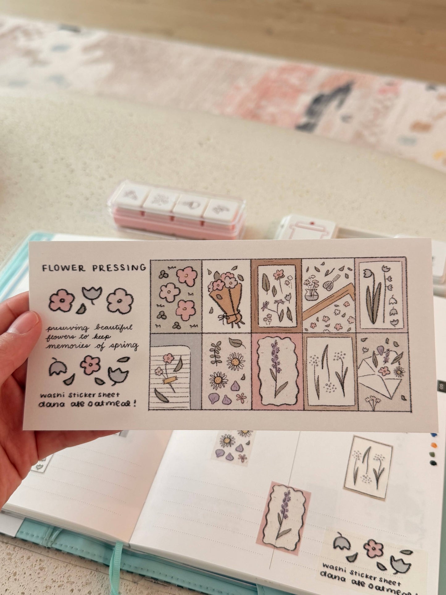 Flower pressing washi sticker sheet