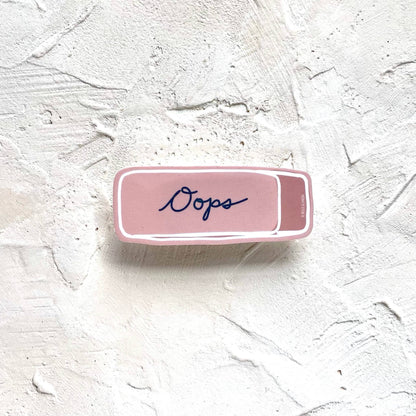 Oops Pink Eraser Sticker