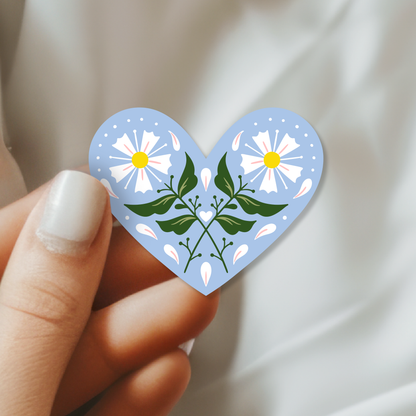 Floral Heart Waterproof Vinyl Sticker | Valentine's Day