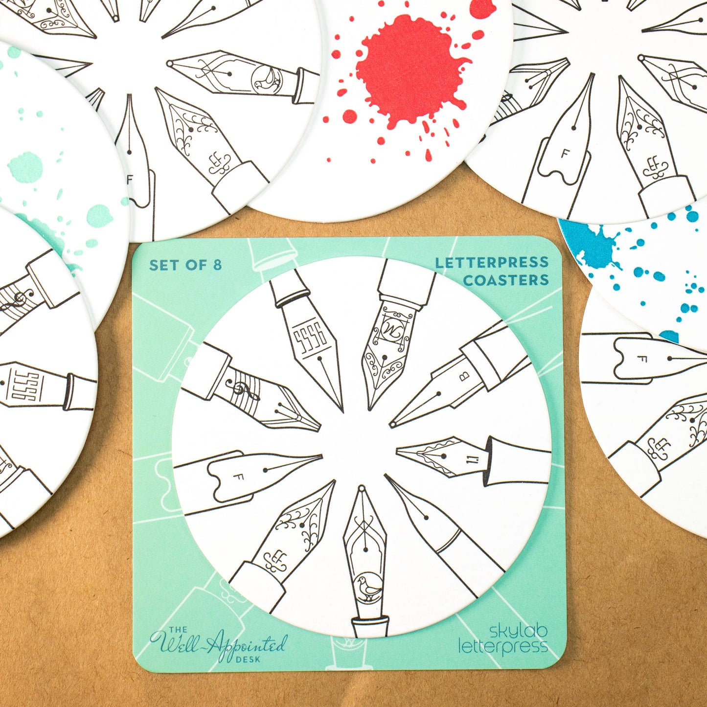 The Nibologist Letterpress Coaster Set (Set of 8)
