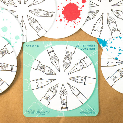 The Nibologist Letterpress Coaster Set (Set of 8)