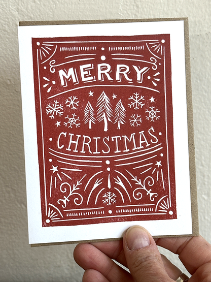 Merry Christmas Folk LETTERPRESS CARD