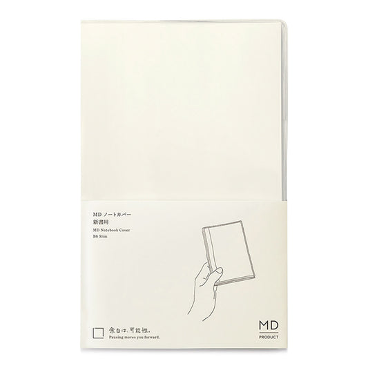 Slim B6 notebook cover with clear front panel and MD branding