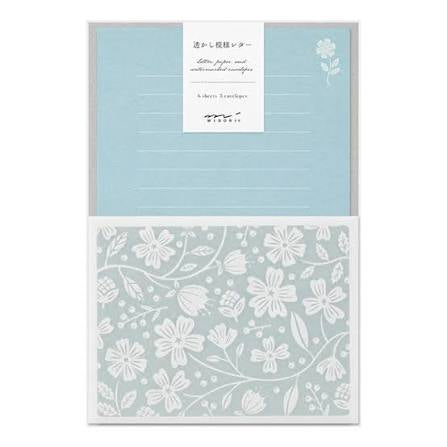MIDORI - LETTER SET FLOWER LIGHT BLUE