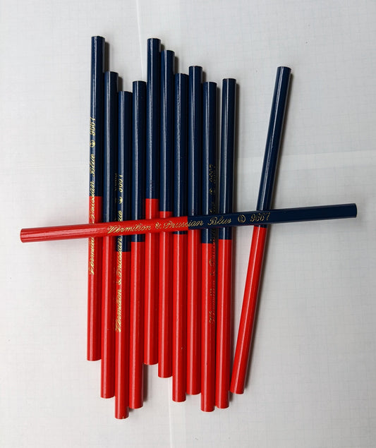 12 pencils - vermillion & Prussian blue