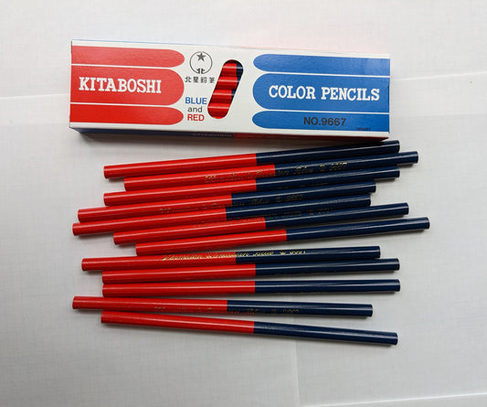 12 pencils - vermillion & Prussian blue