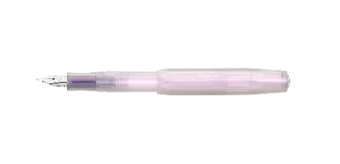 Light purple translucent fountain pen with silver nib and clip