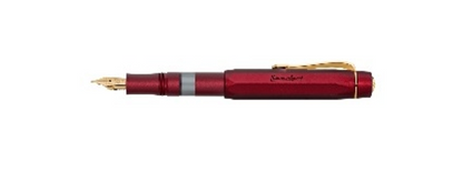 Bordeaux maroon Kaweco piston fountain pen with gold nib, side profile