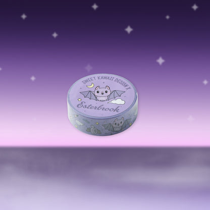 Purple washi tape roll with light ghost and star pattern