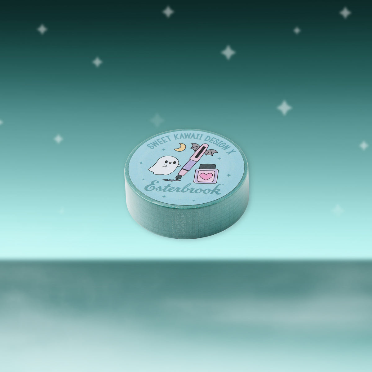 Pastel Halloween washi tape roll with bunny and ghost logo design