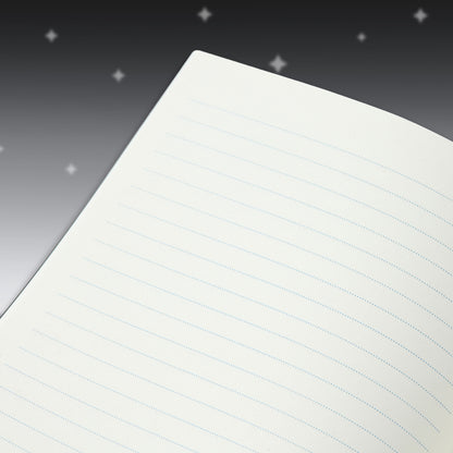 Lined paper sheet with light blue dotted guide lines