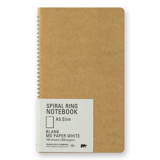 TRAVELER'S TRC SPIRAL RING NOTEBOOK - (A5 Slim) Blank MD Paper White
