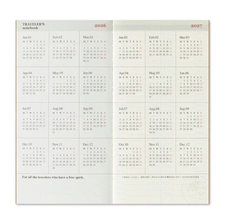 TRAVELER'S notebook - 2026 Weekly + Memo (Regular Size)