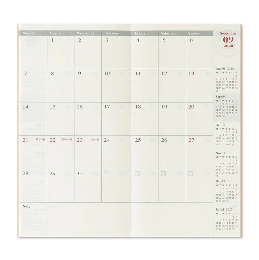 TRAVELER'S notebook - 2026 Monthly (Regular Size)