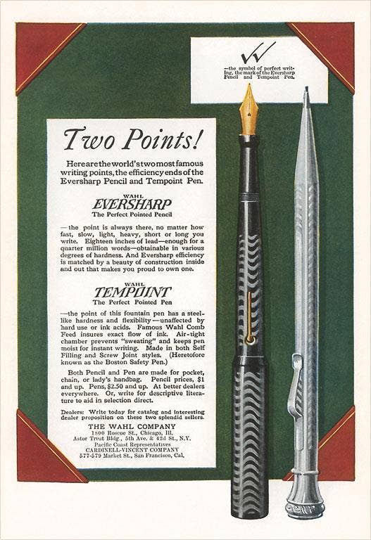 Postcard LT-252 Fountain Pen and Pencil Advertisement