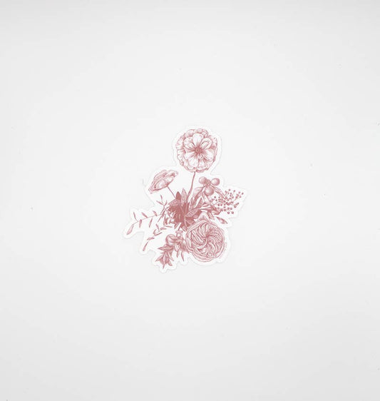 Pink Coral Floral Sticker - 4"