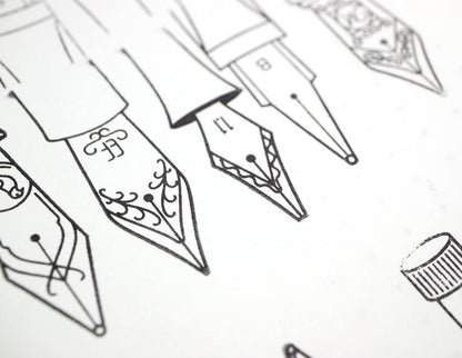 "Nibs & Ink" - 4"x6" Clear Stamp Set (16 stamp designs)