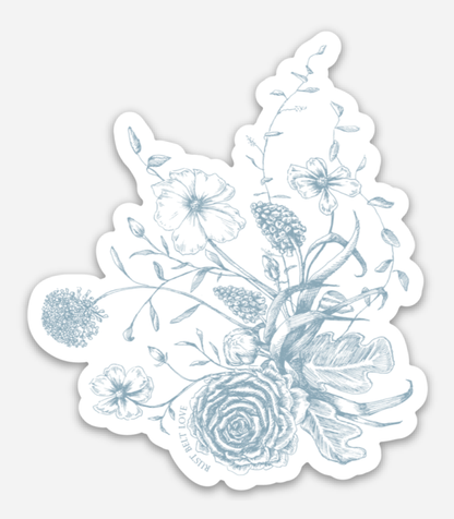 Dusty Blue Floral Sticker – 3”