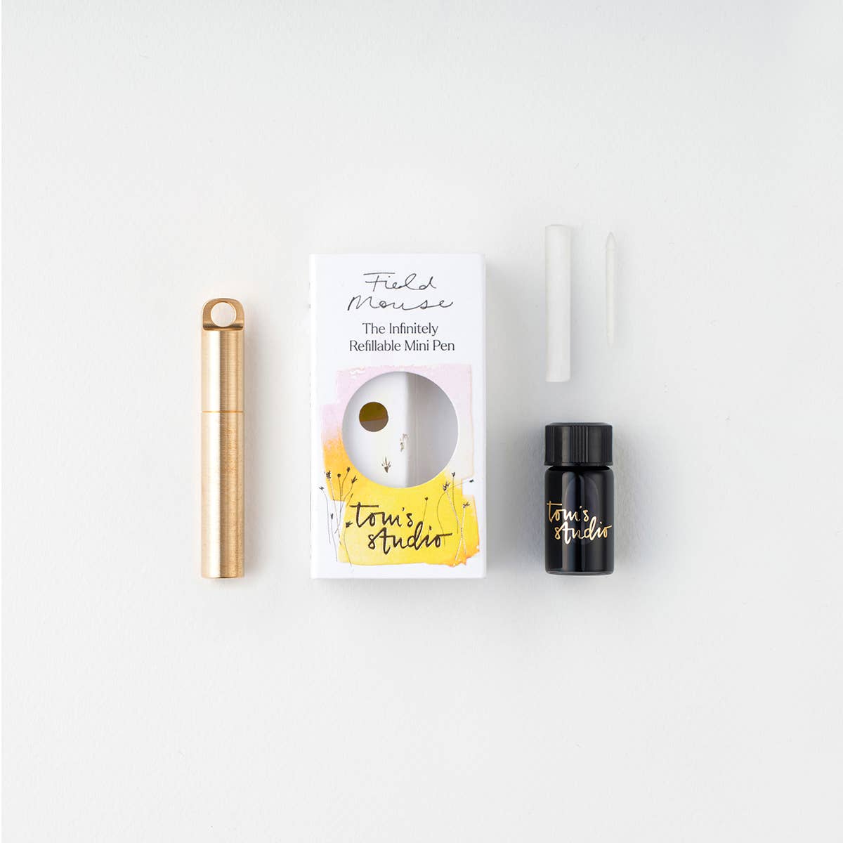 Sage refillable travel pen kit with box, spare parts, and black ink bottle