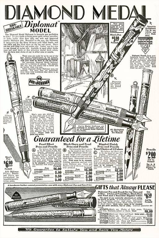 Postcard LT-250 Fountain Pen Catalog