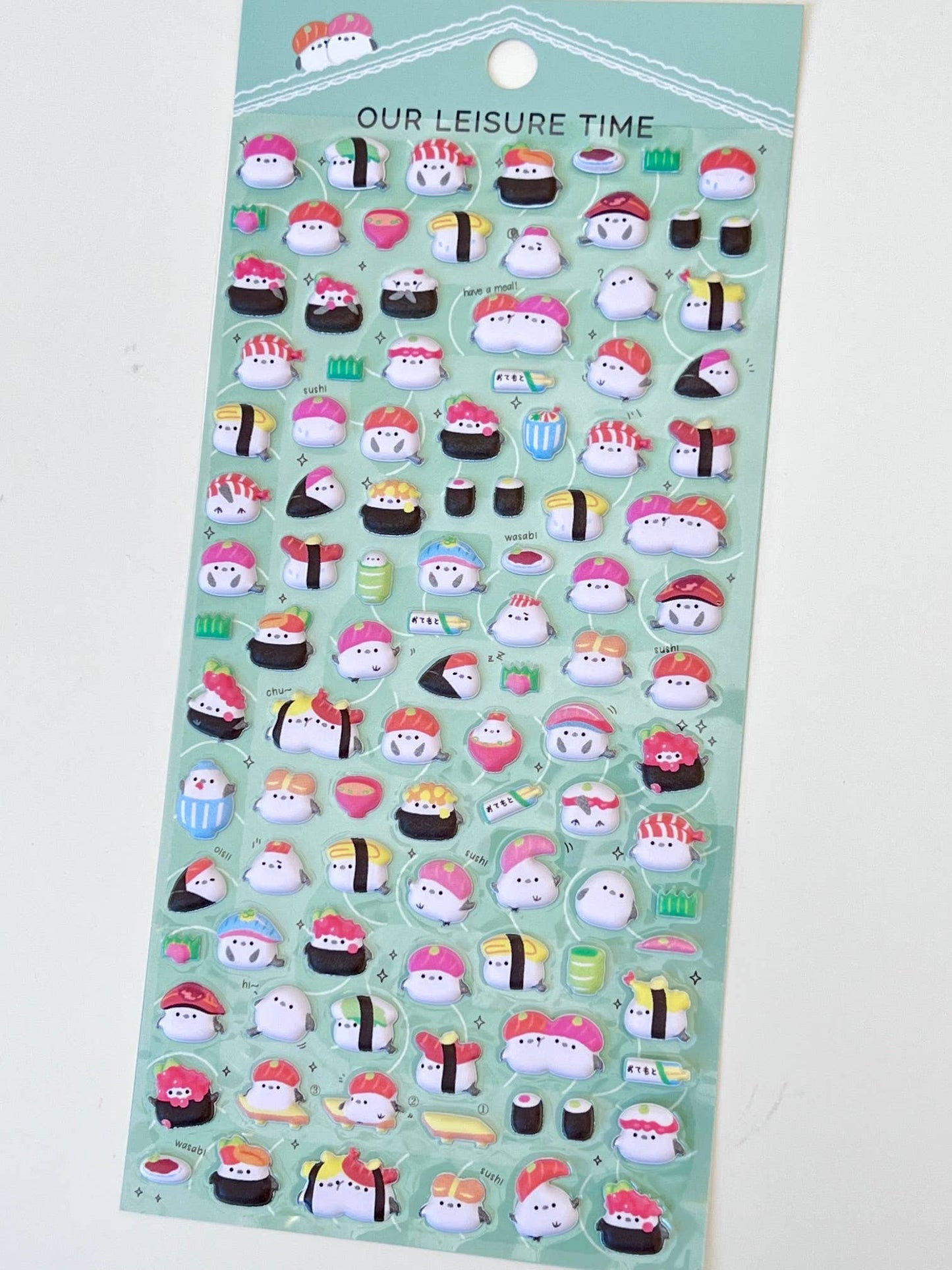 Tiny Animal Food Court Puffy Assorted Stickers