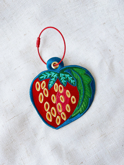 Strawberry bag charm keychain