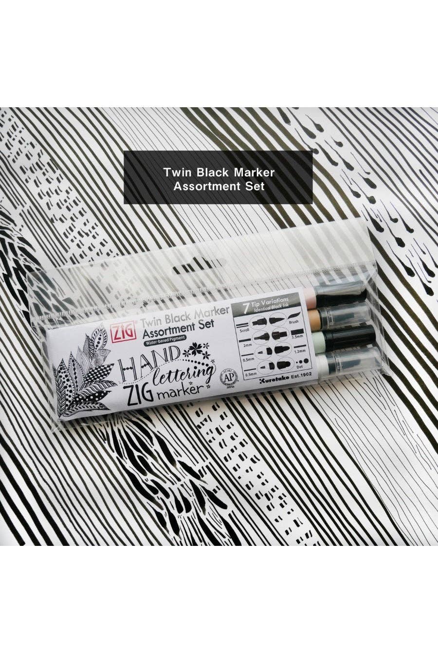 Kuretake® Zig Twin Black Marker Assortment Set