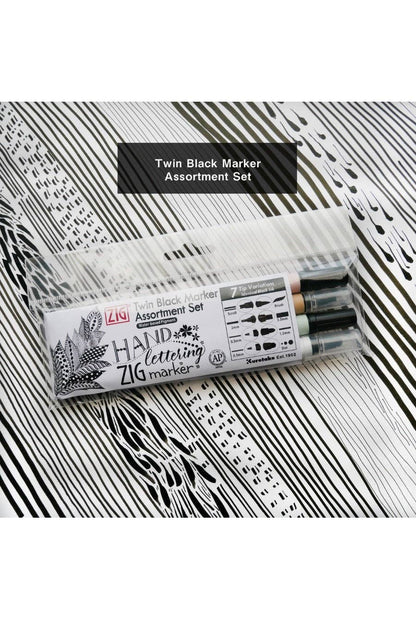 Kuretake® Zig Twin Black Marker Assortment Set